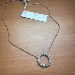 NEW Loren Hope Crystal Circle Pendant Necklace - Silver